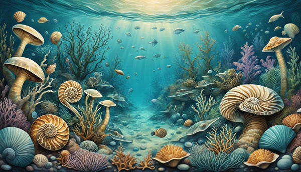 Ammonites dans la mer