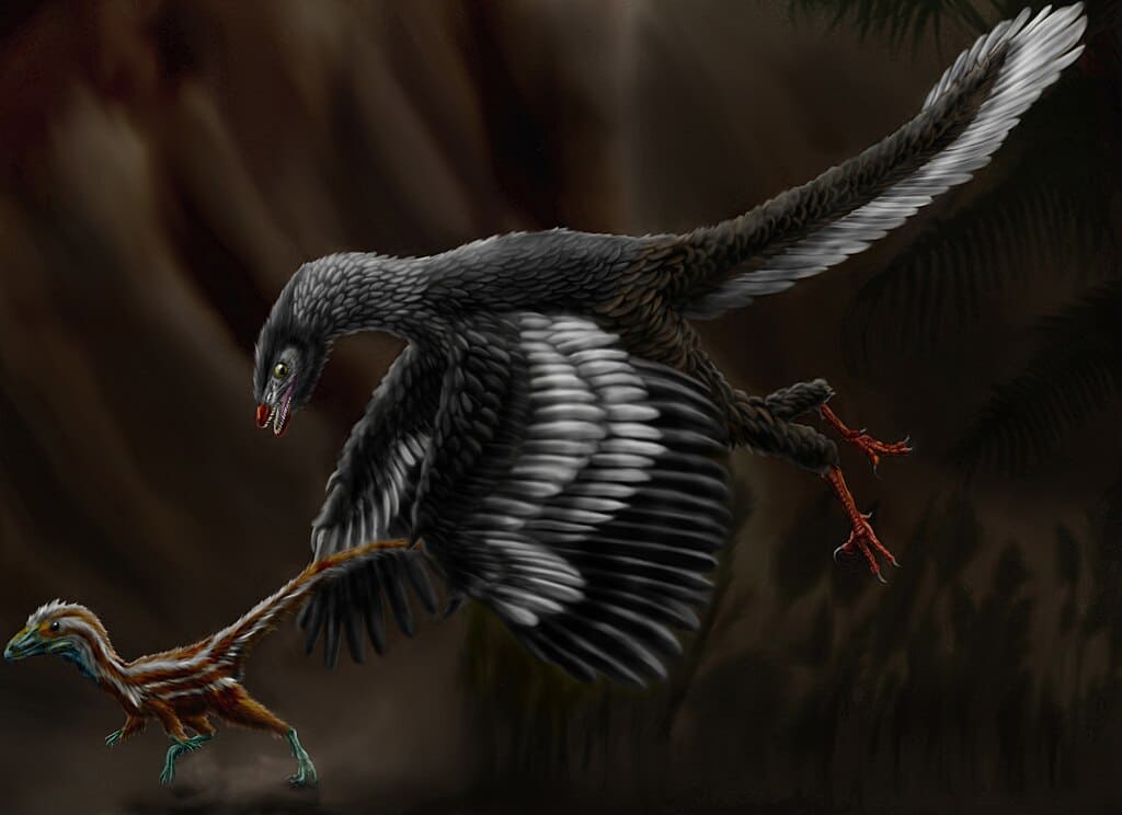 Archaeopteryx chassant dans la nature