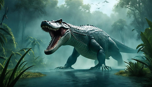 Deinosuchus dans la nature préhistorique