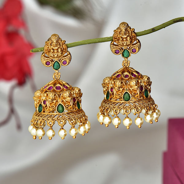 Antique Kempu Jhumka Earrings 113317