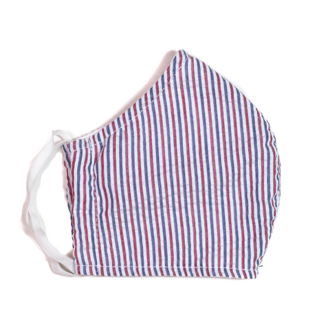 Chambray Stripe Face Mask | White/Blue | Made in USA – The Merch Lab