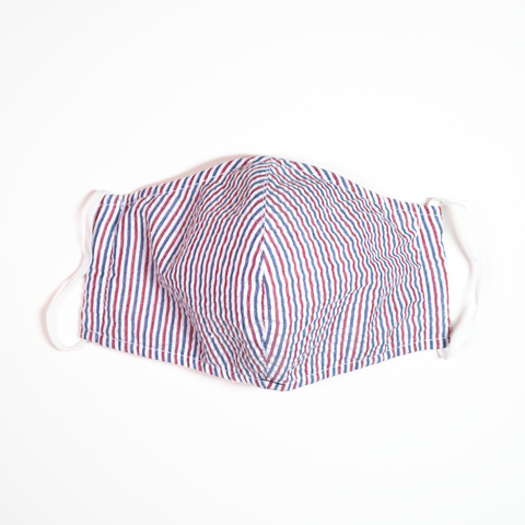 Chambray Stripe Face Mask | White/Blue | Made in USA – The Merch Lab