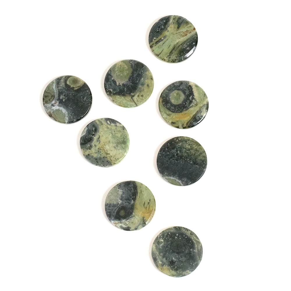 Cabochon Pierre Naturelle Plat 12mm Jaspe Vert Perles Corner