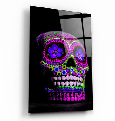・"Sugar Skull -Mexican Skull V1"・Designers Collection Glass Wall Art.