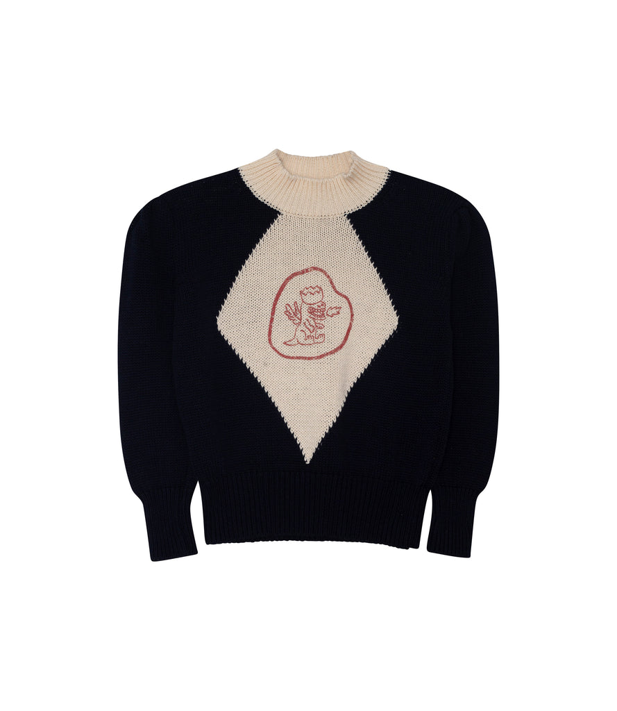 Piupiuchick KNITTED SWEATER | ECRU W/ GARNET AND EMERALD “V