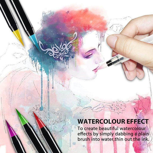 Watercolor Brush Pen Set of 25🌈Amazing Colors — Paint Pens with Pad and  Carry Case – Benicci