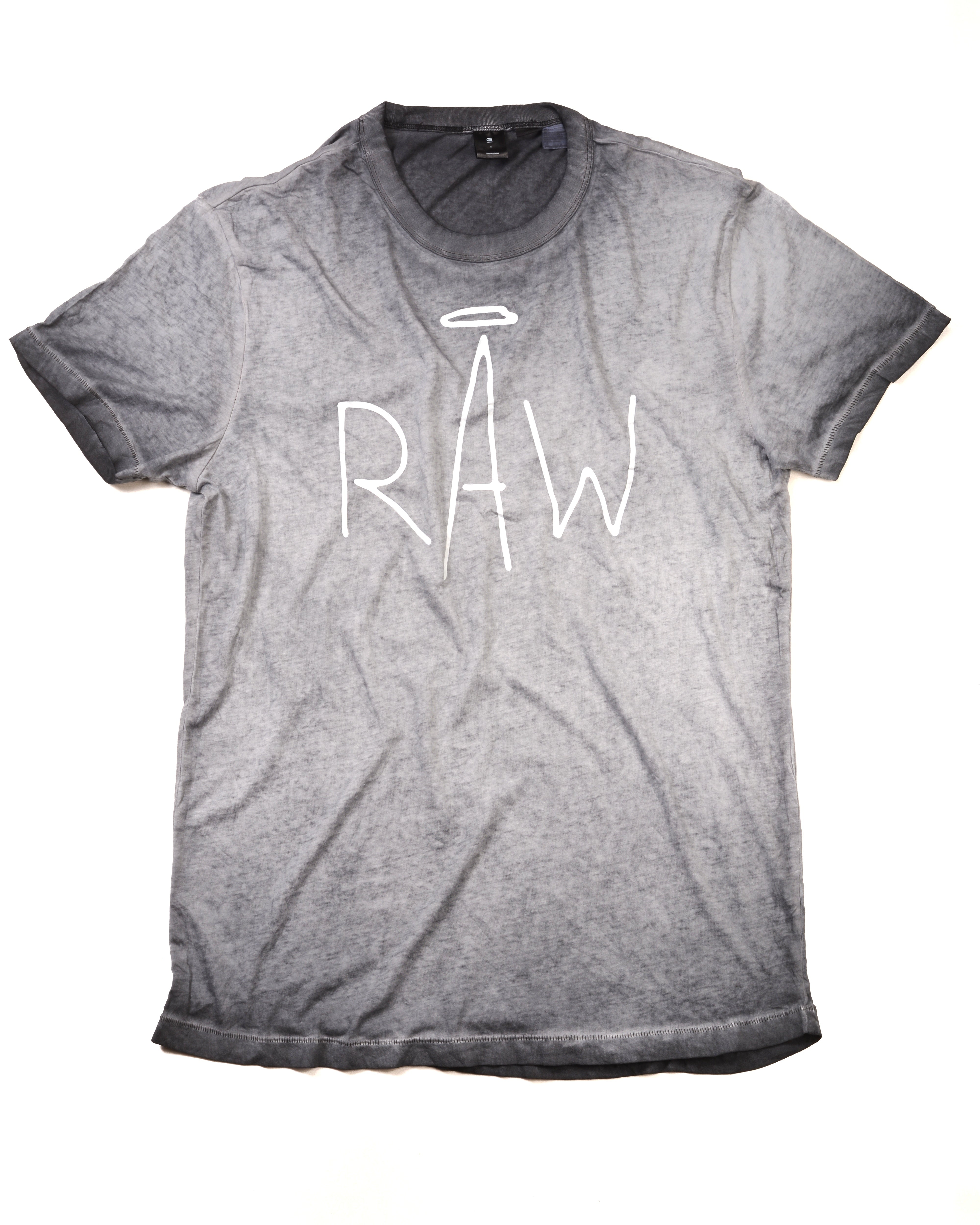 G-Star RAW Chest Print Acid Wash Grey