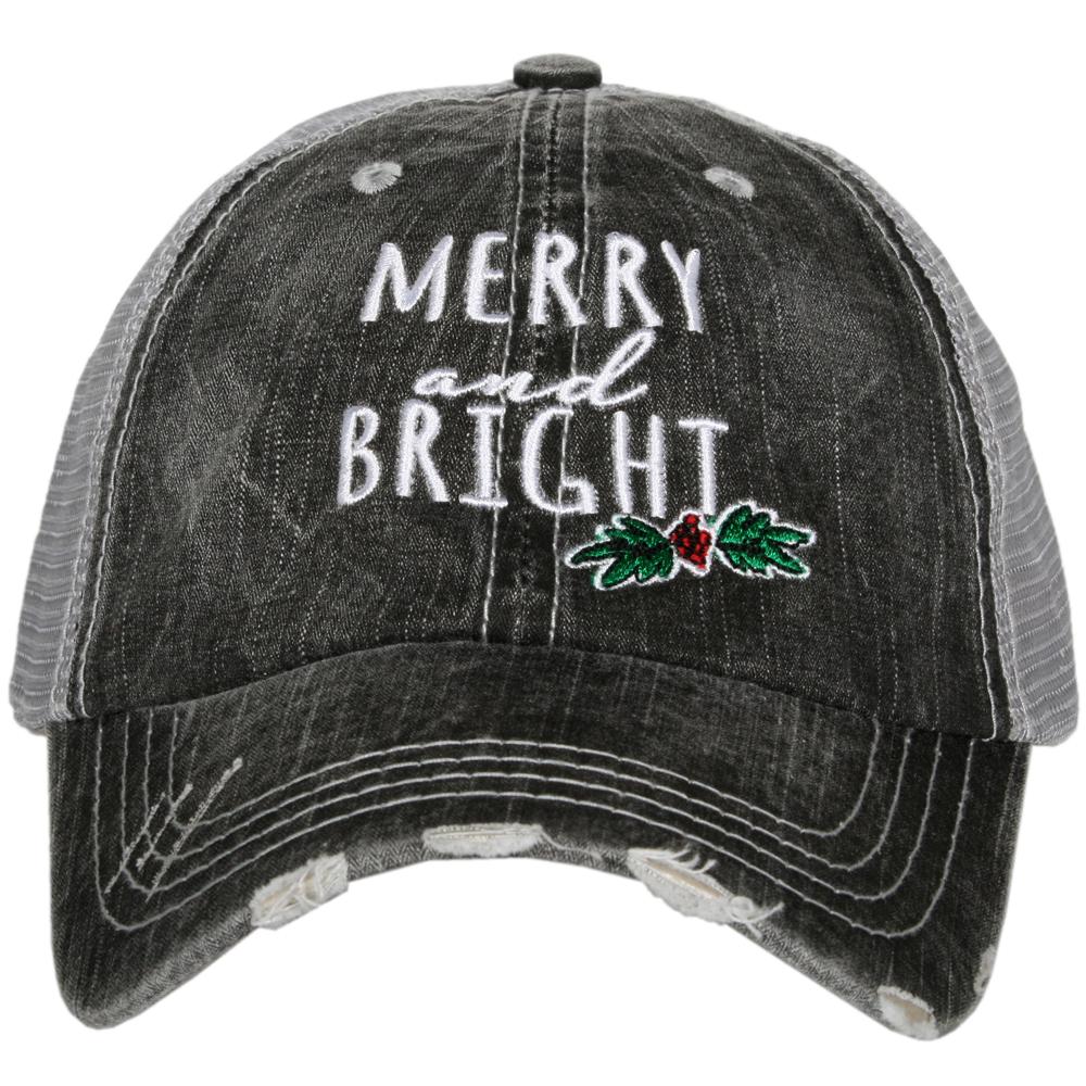 Merry and Bright Trucker Hat- Gray