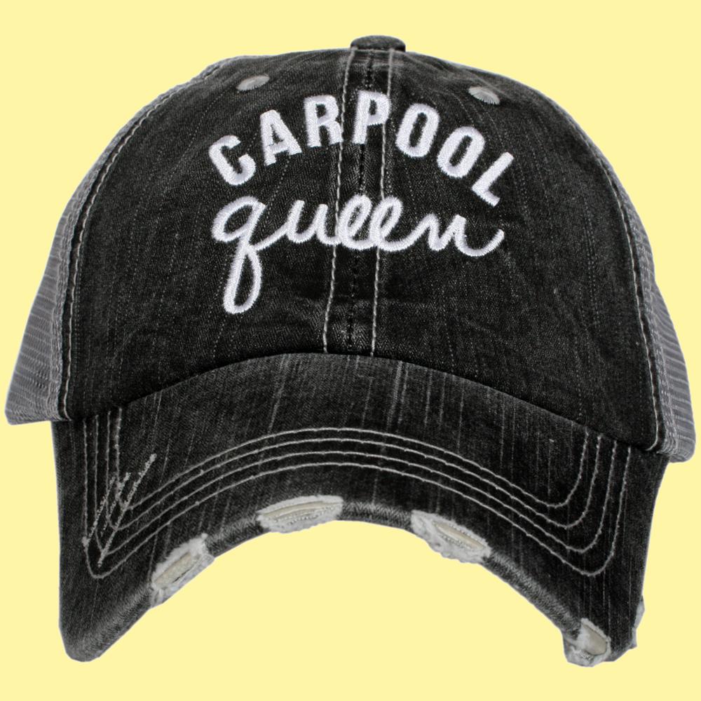 Carpool Queen Trucker Hat- Black