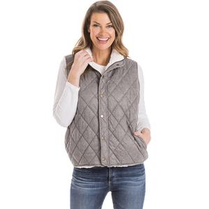 Quilted Reversible Sherpa Vest with Pockets - Charcoal
