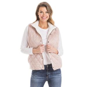 Quilted Reversible Sherpa Vest with Pockets - Pink