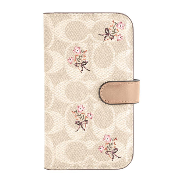 Coach Folio iPhone 12 Flower Bow Signature C Sand