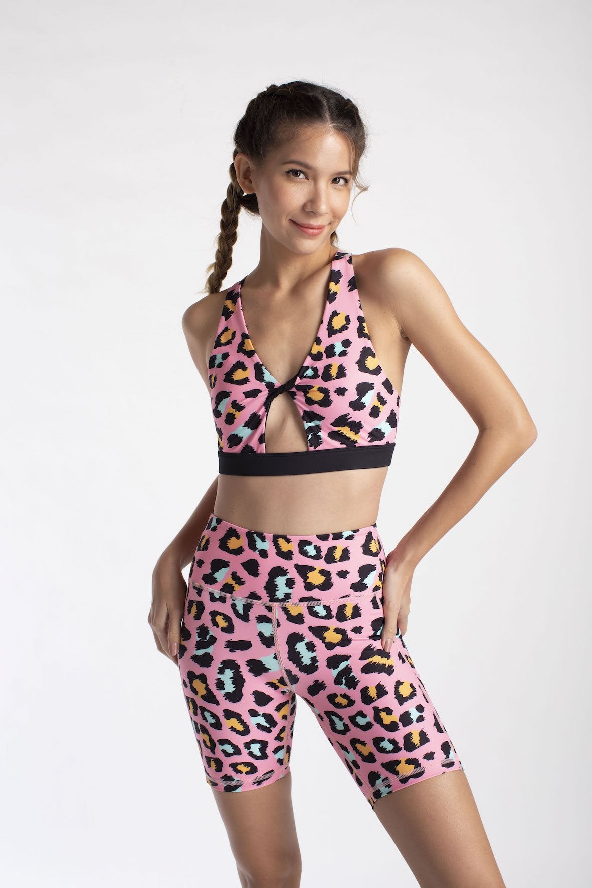 pink leopard bike shorts