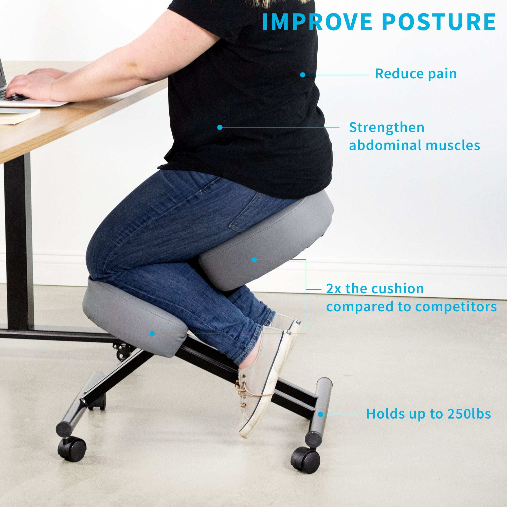 gray ergonomic kneeling chair