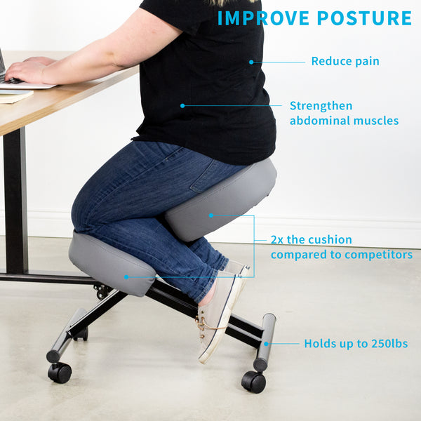 DRAGONN By VIVO Ergonomic Kneeling Chair, Adjustable Stool For Home And Office  Improve Your Posture With An Angled Seat Thick Comfortable