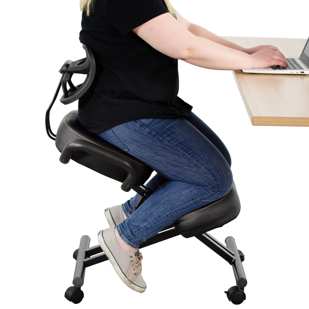 Black Adjustable Ergonomic Kneeling Chair with Back Support – Dragonn