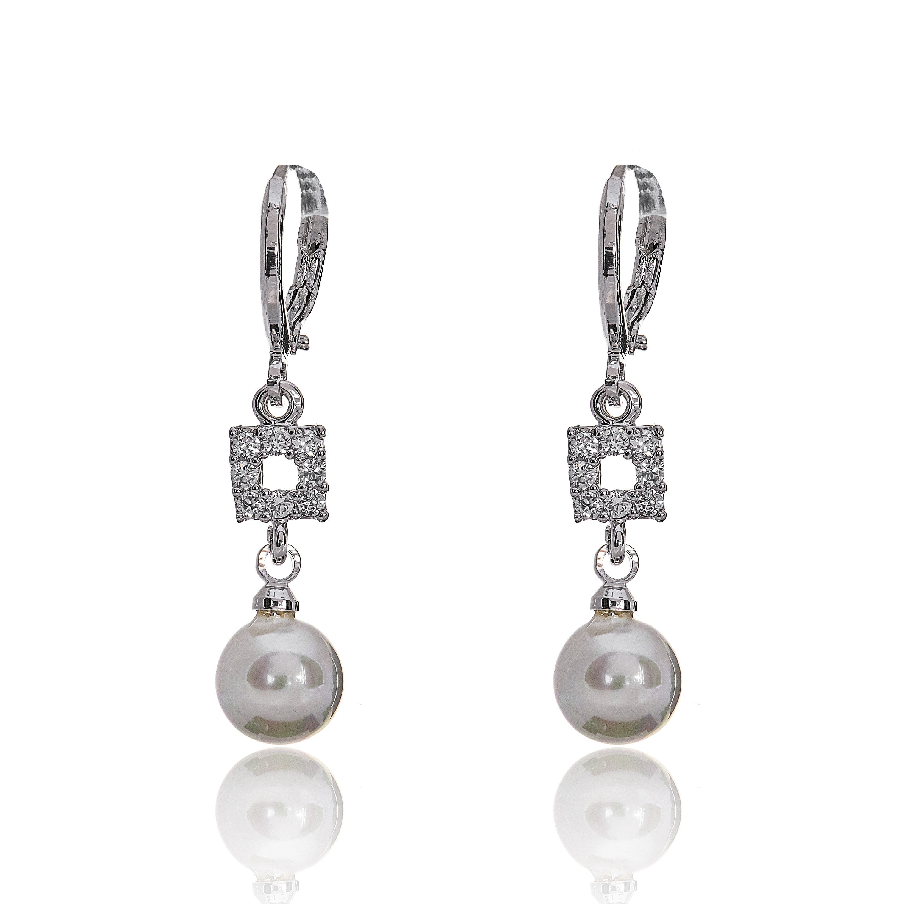 Bridal Earrings Elegant Pearl Drop 