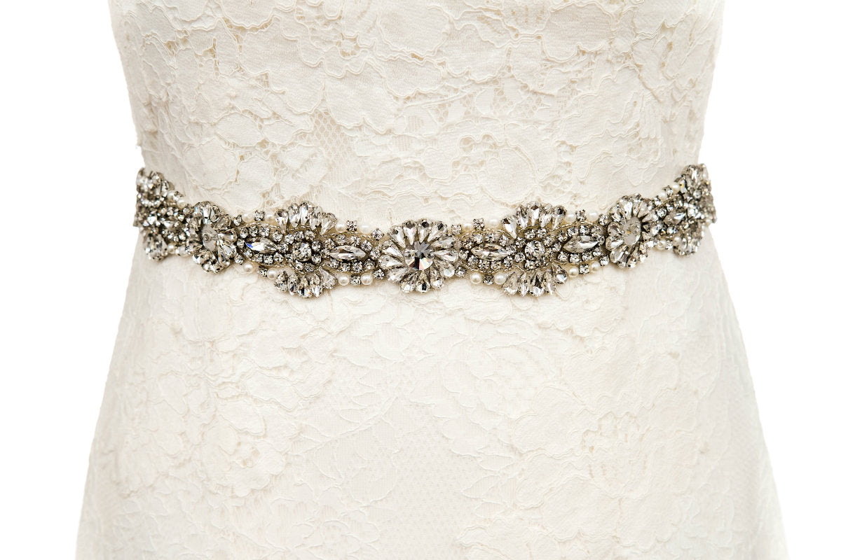Mimi Vintage Wedding Dress Belt Sash Thin Sparkle The Bridal Outlet
