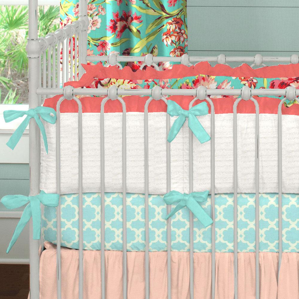 Coral and hot sale teal baby bedding