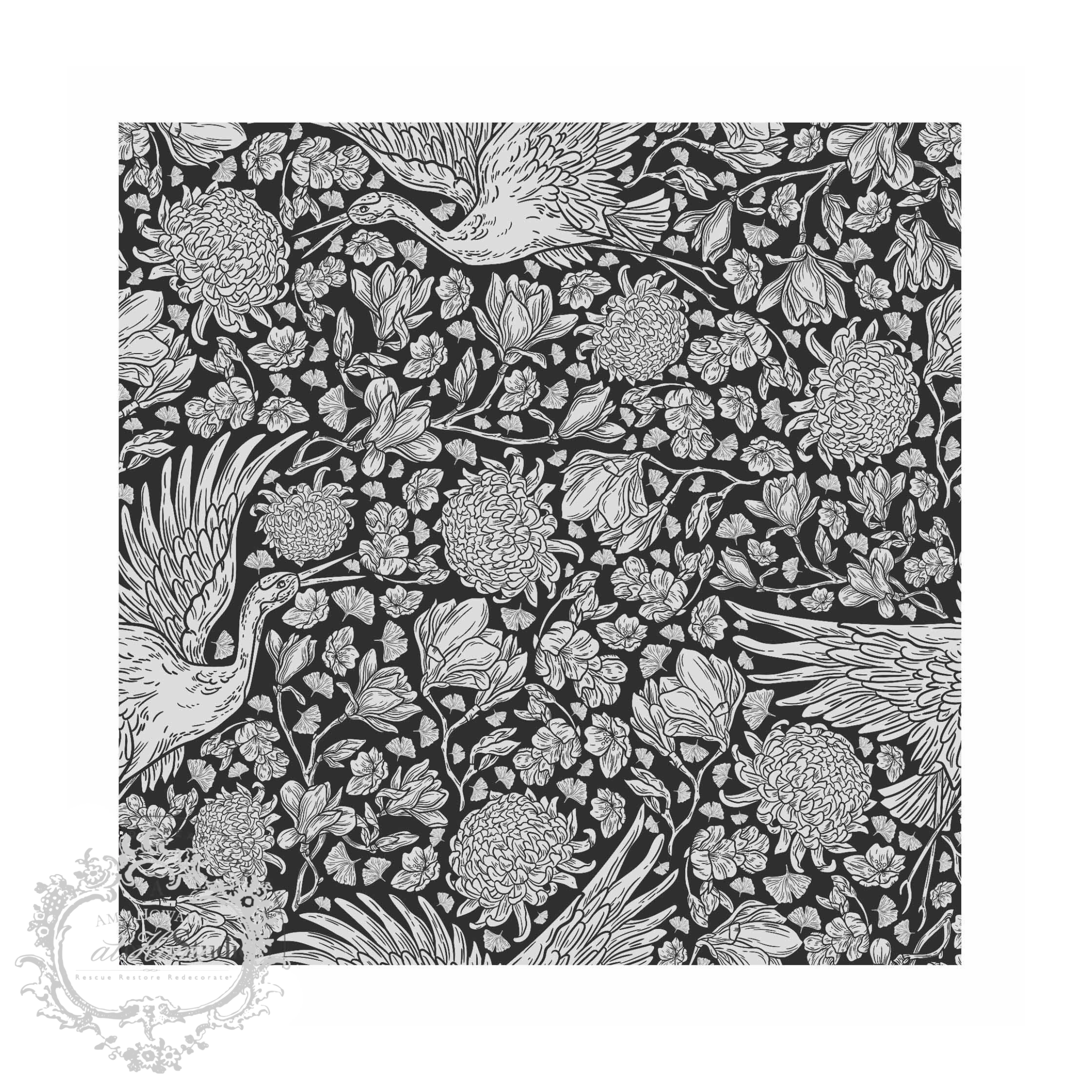 Birds in the Garden - Mesh Stencil 12x12