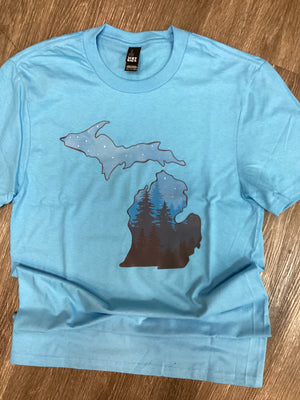 Night Pines -  Michigan -  Blue Tee Shirt - Studio Shop