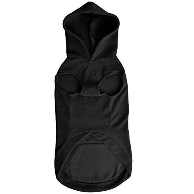 EXPAWLORER Fleece Basic Dog Hoodie with Pocket, Soft and Warm Dog Sweater with Leash Hole or O-Ring, Dog Cold Weather Clothes, Winter Coat for S-XXL Dogs Small (Pack of 1) Black - PawsPlanet Australia