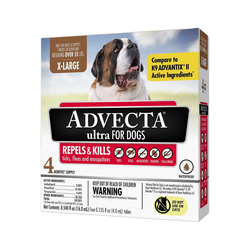 Advecta Ultra Flea and Tick Topical Treatment, Flea and Tick Control for Dogs, X-Large over 50lbs, 4 Month Supply - PawsPlanet Australia