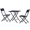 Outsunny Rattan Garden Furniture Bistro Set Outdoor Patio Coffee Set 2 Wicker Weave Folding Chairs and 1 Square Table (Black)