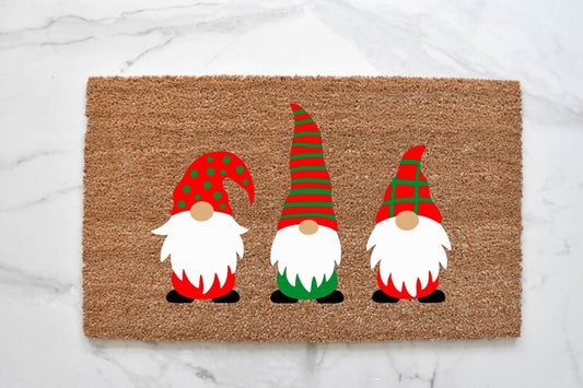 Christmas Welcome Gnome Felt Carpet for Doormat Front Porch Rugs