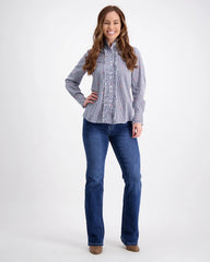 Navy Blouse Gingham Shirt Outback Clothing