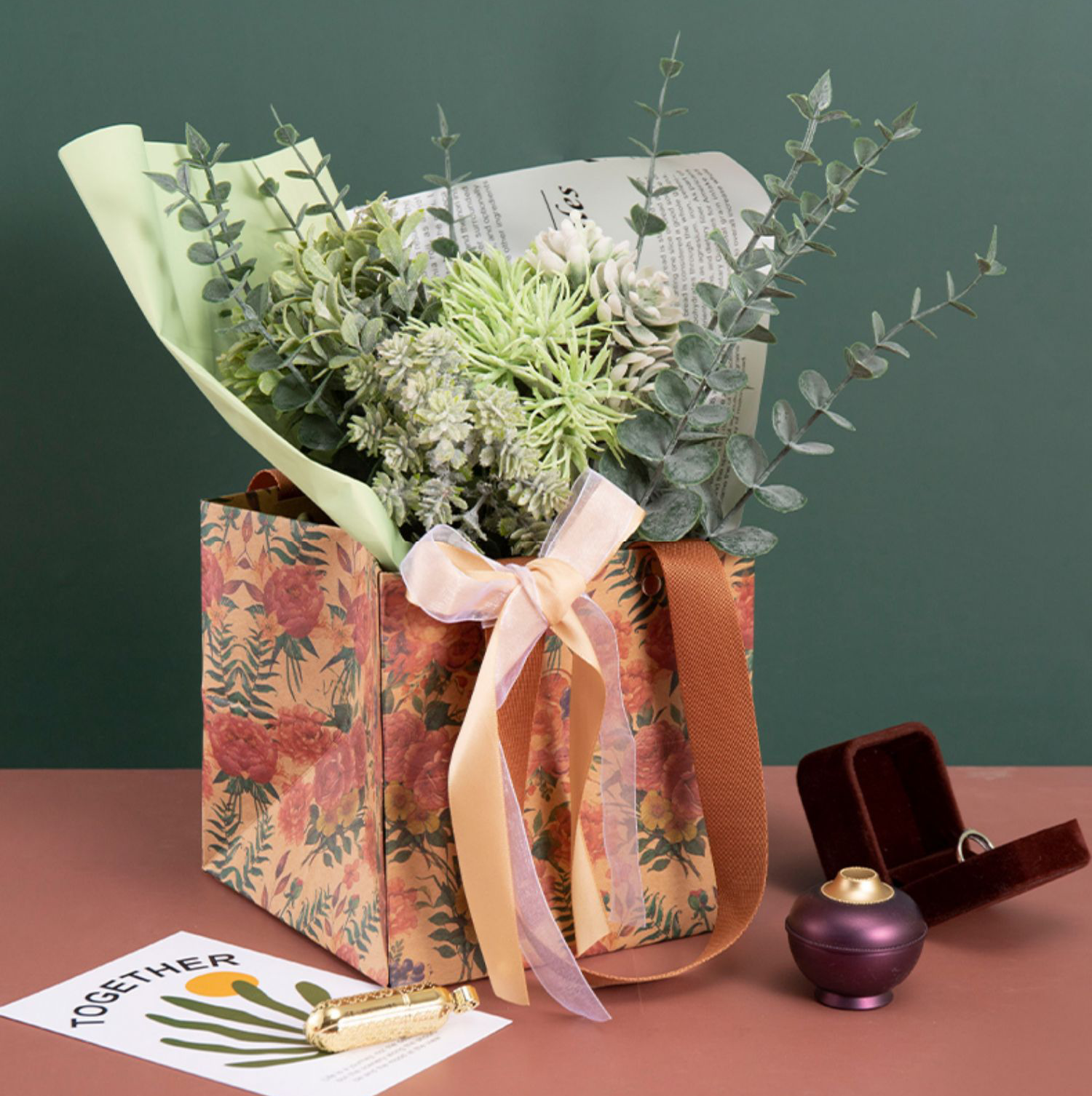 10PCS-Square Paper Bag Flower Bag Customization