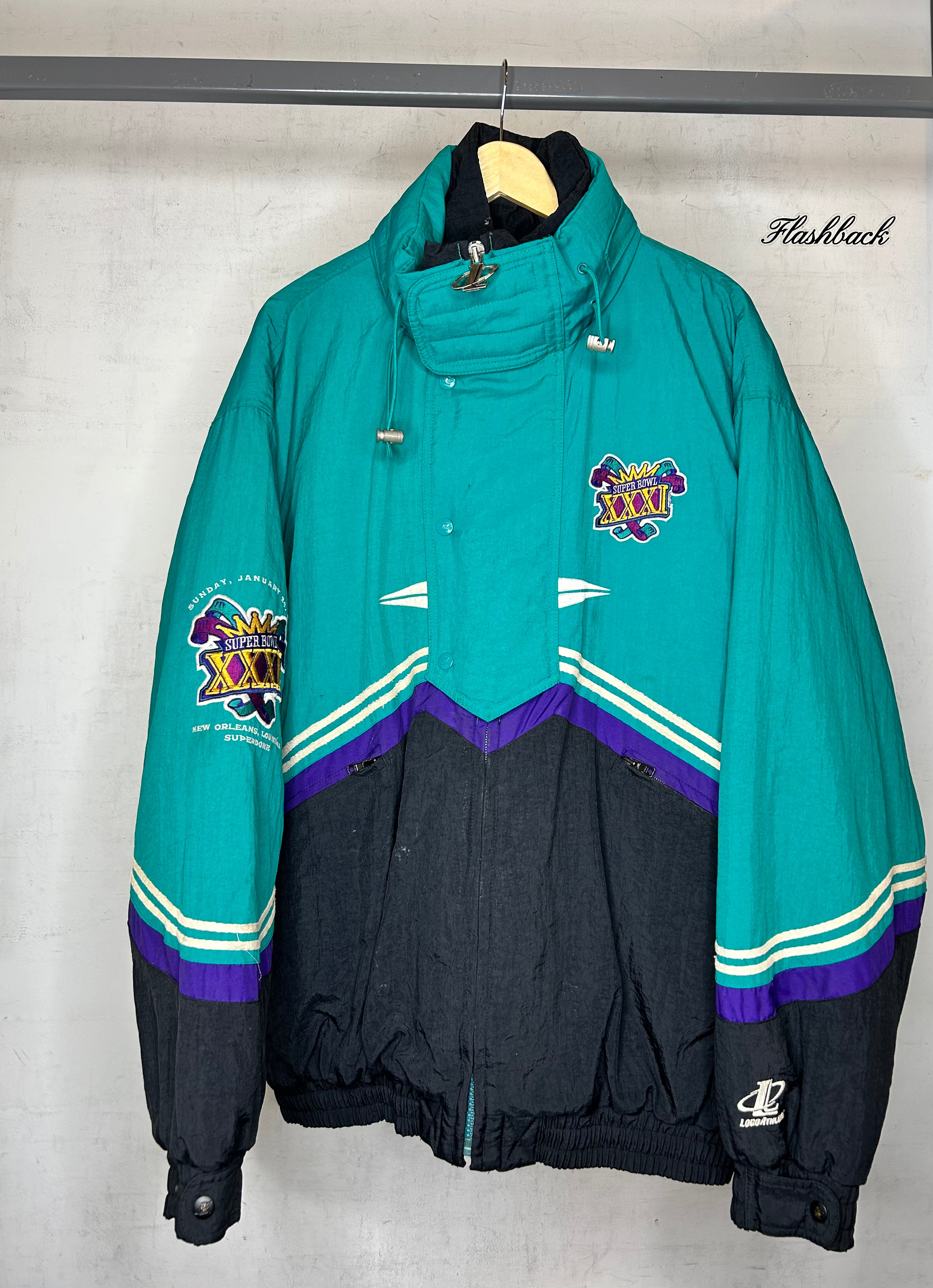SUPER BOWL XXXI LOGO ATHLETICS PUFFER COAT
