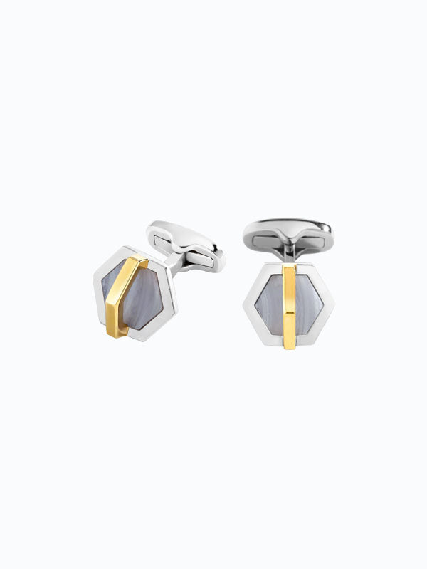 Cross Hexagon Cufflinks with Stones