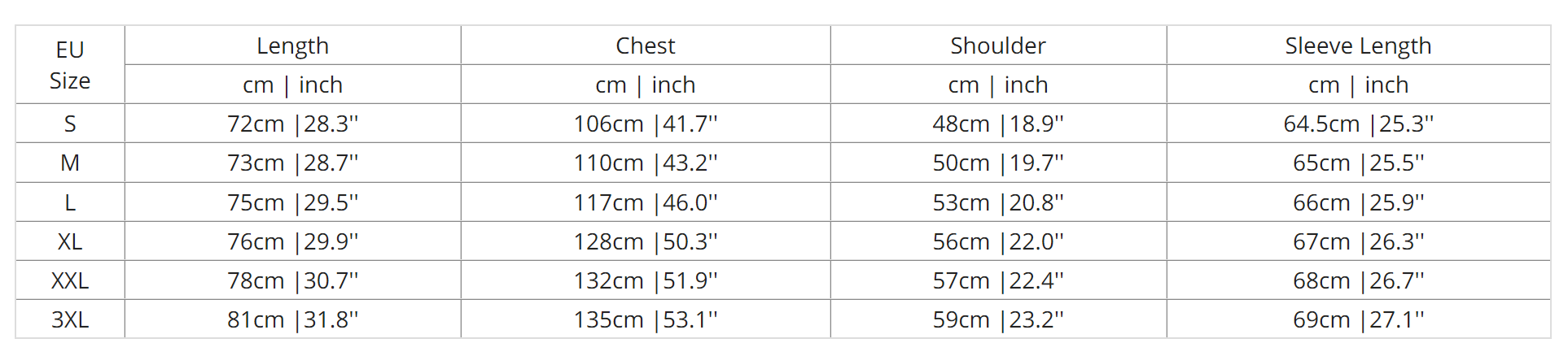 Sizing Guide