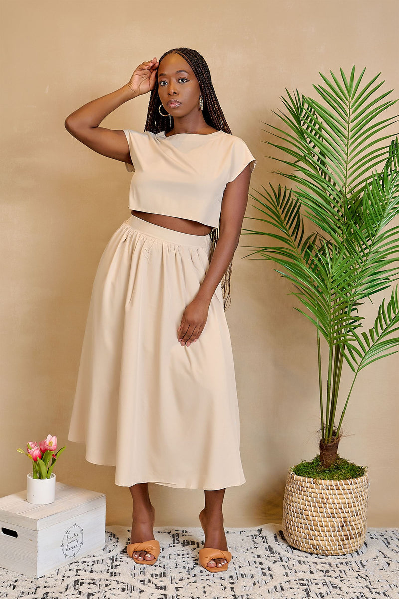 Chic and Still Me Crop Top and Midi Skirt Set