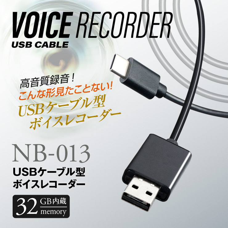 ボイスレコーダー USBケーブル型 Type-C端子 簡単録音 オート録音