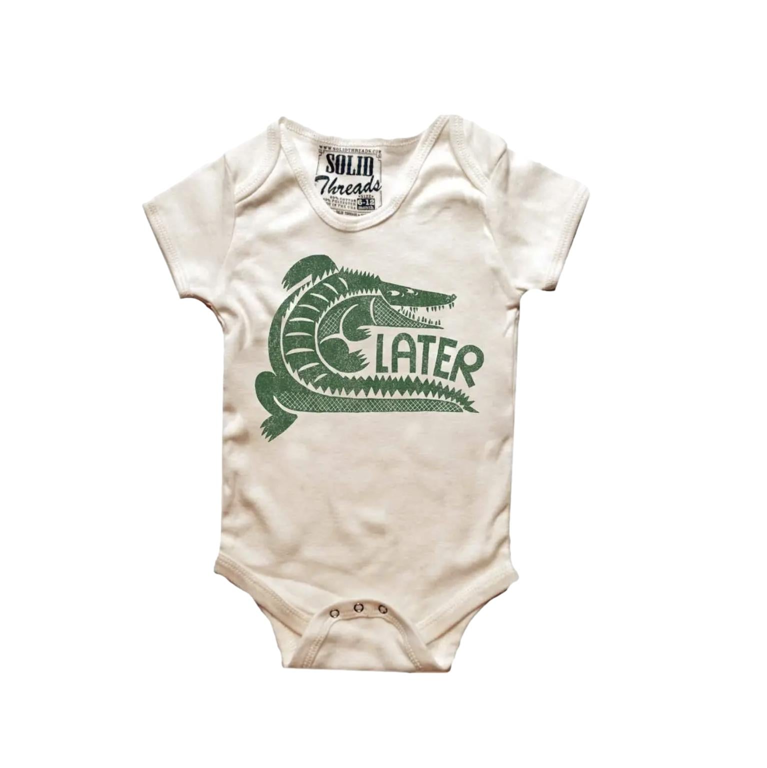 Later Gator Cotton Baby Onesie White