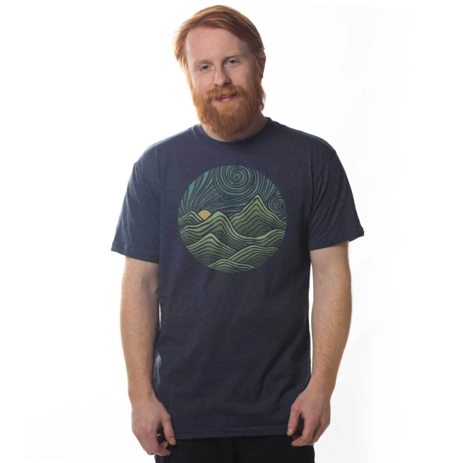 Swirly Mountains Men's Cotton T-Shirt