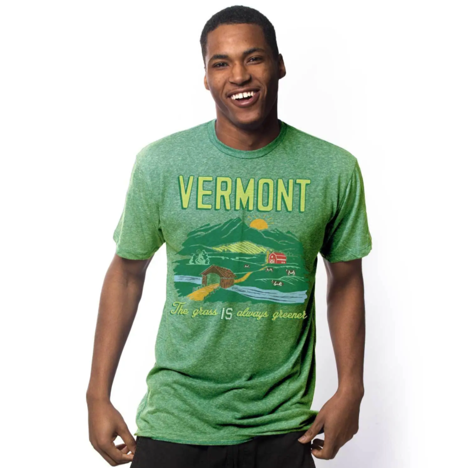 Vermont: The Grass is Always Greener Men's Cotton T-Shirt