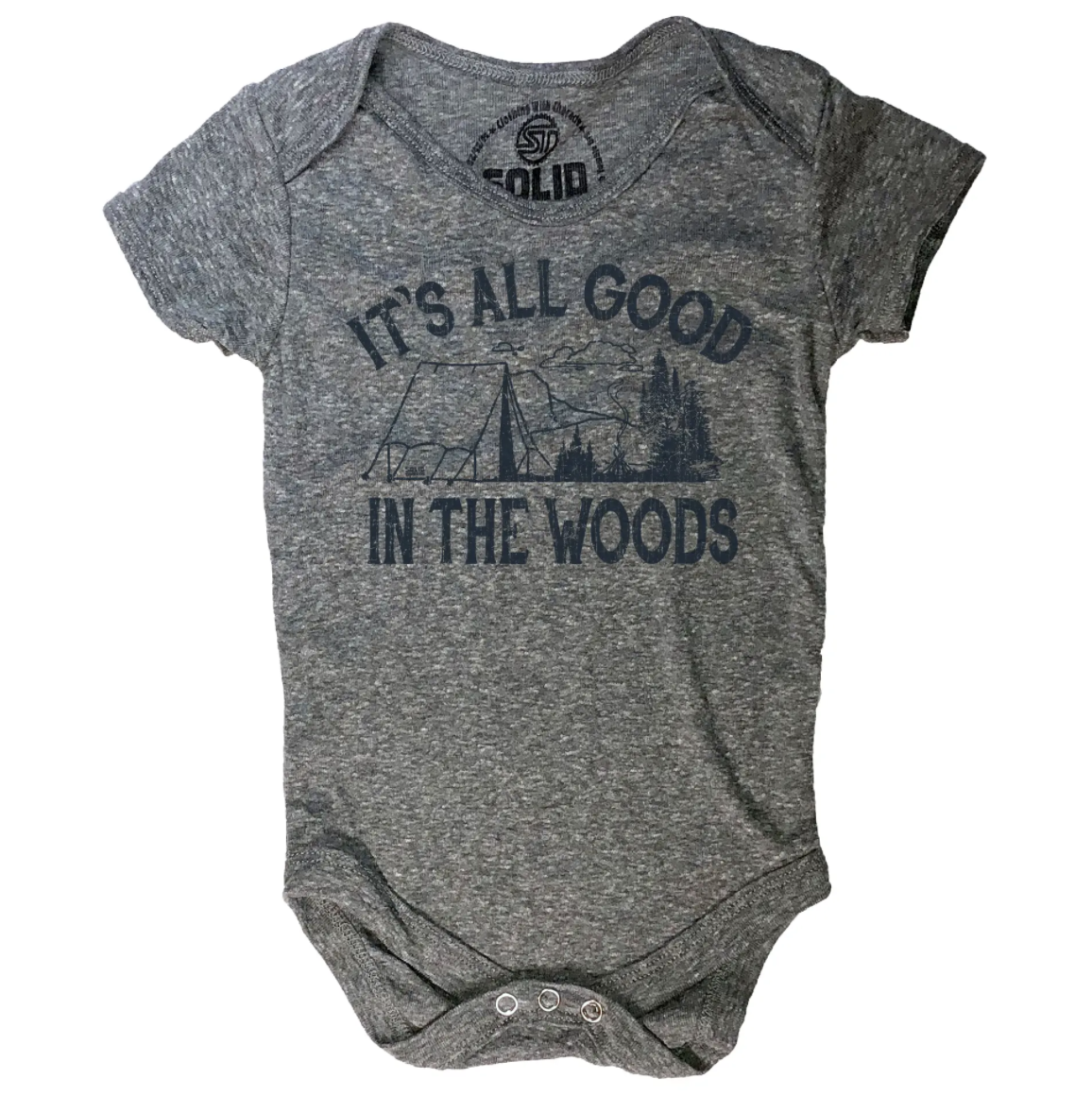 All Good in the Woods Cotton Baby Onesie Grey
