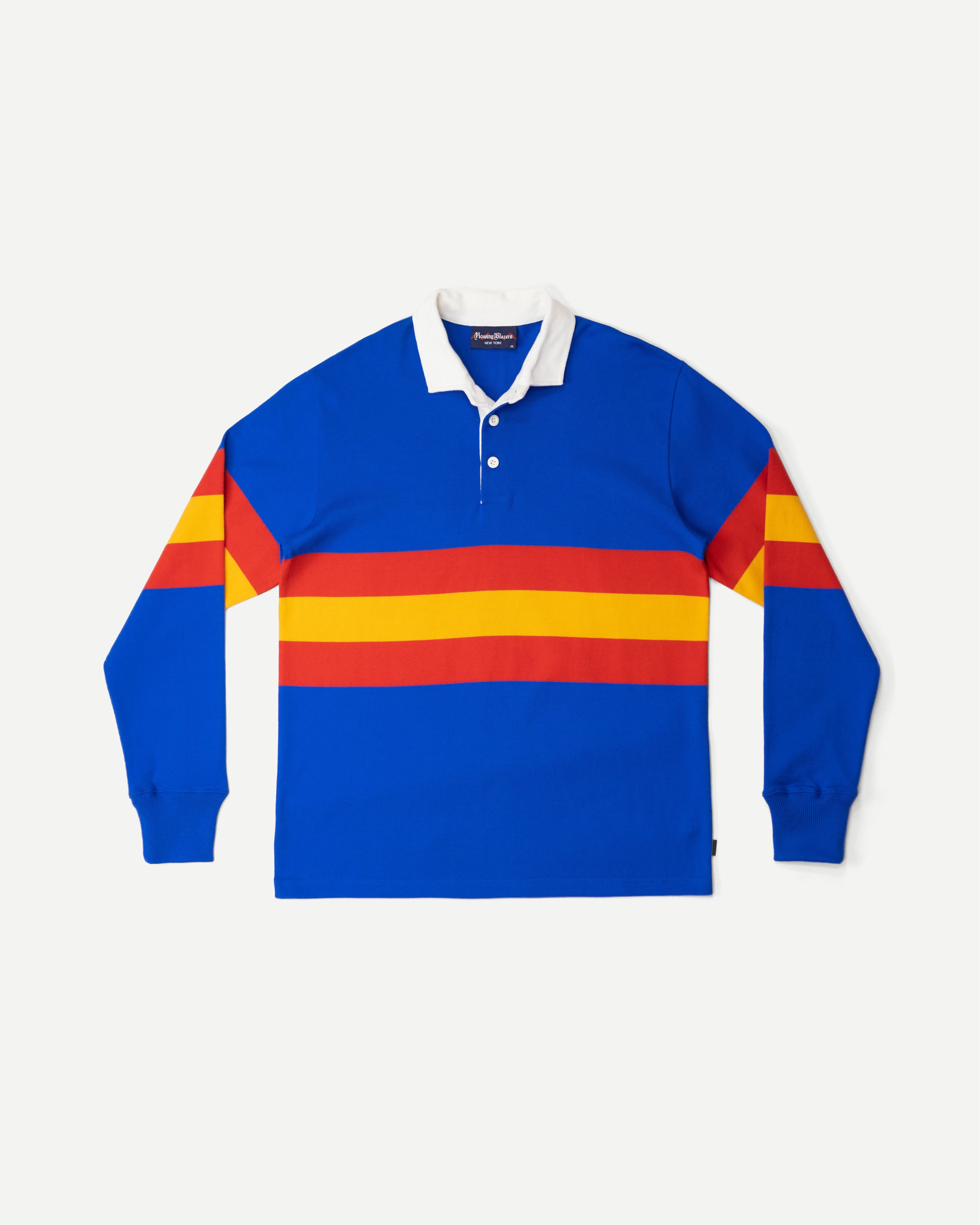 70s Stripe Rugby Shirt | Blue-Red-Gold Stripe – The Signet Store