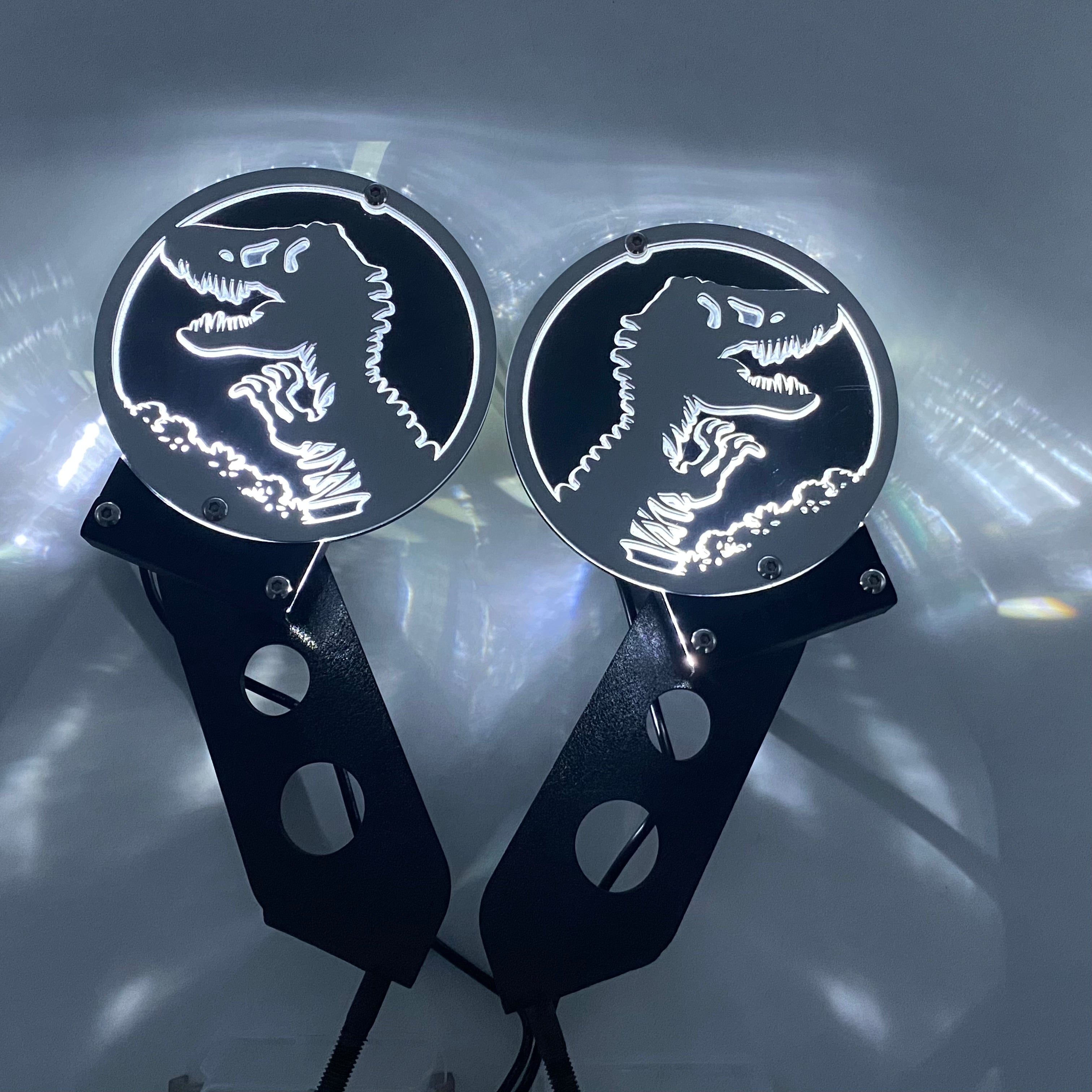 Light up Jurassic T-Rex hinge mount side mirrors for Wrangler & Gladiator