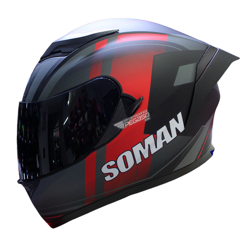 Regenerador sonrojo ficción CASCO SOMAN ROJO MATE VISOR NEGRO – Importaciones Pegaso