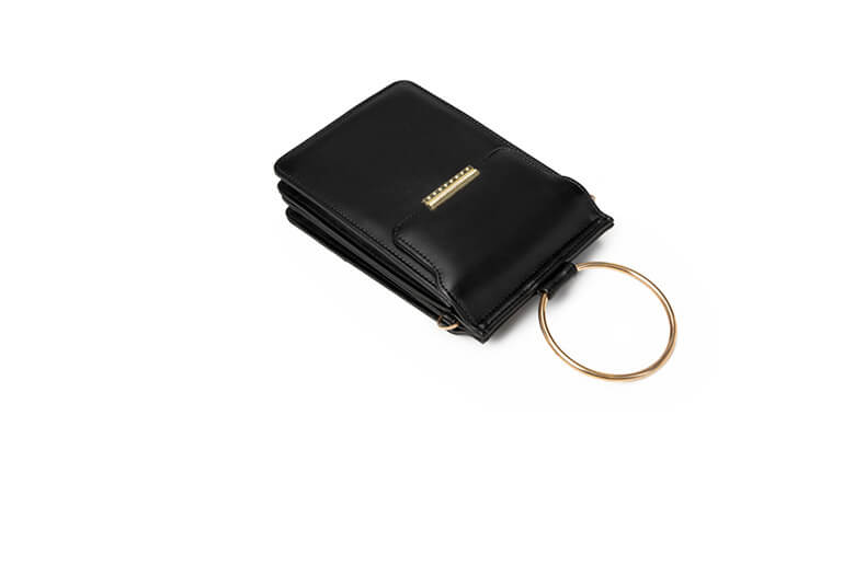 popmoca gold ring handle crossbody phone bag-black