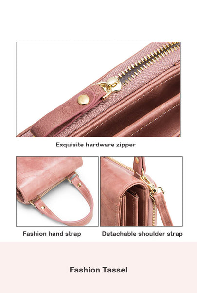 Crossbody Tassel Phone Bag Hardware Zipper Hand Strap Shouler Strap
