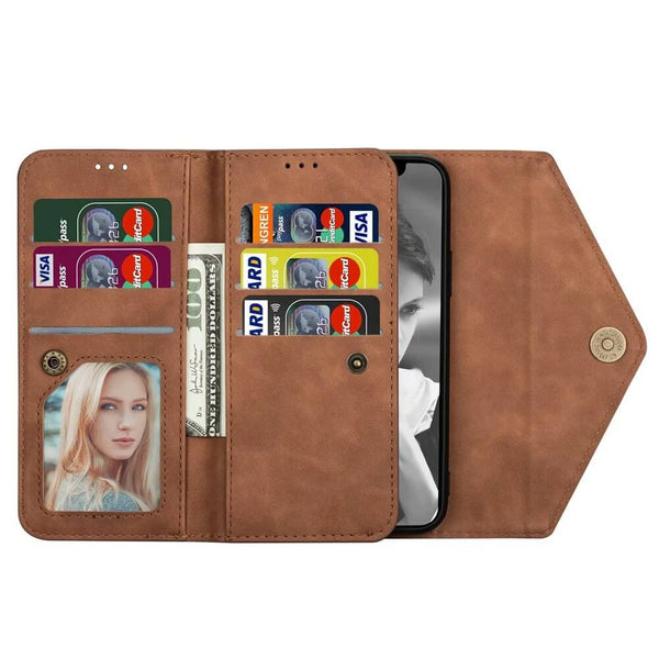 Crossbody iPhone Case Wallet Card Holder brown