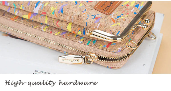 Cork crossbody phone bag- high quality hardware