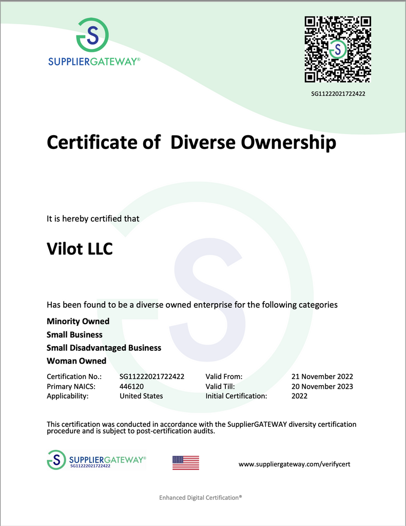 Certificate of Diverse Ownership Woman owned, Latina owned, black owner, disadvantage small business, small business, independent beauty brand