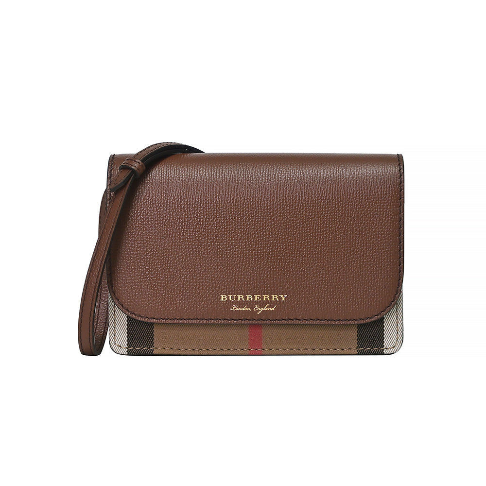 Burberry Tan House Check Hampshire Crossbody Bag – 