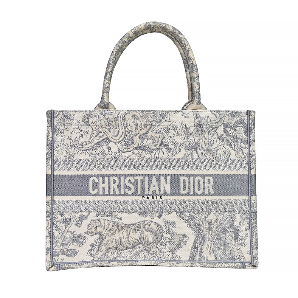 Christian Dior Blue Toile de Jouy Embroidery Booktote Small  STYLISHTOP